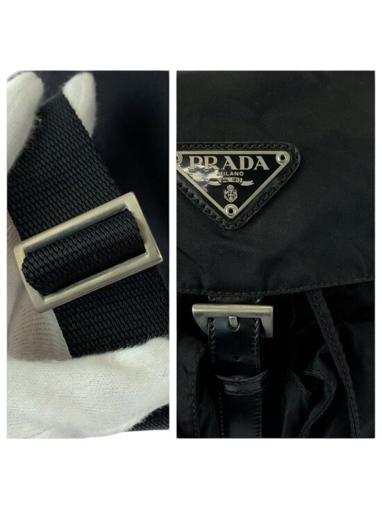 Prada Tessuto Black Silver Nylon Leather Backpack main image 8